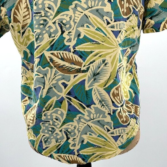 Maggy London Top Womens 6 100% Silk Button Up Tropical Short‎ Sleeve Blouse - Picture 7 of 7